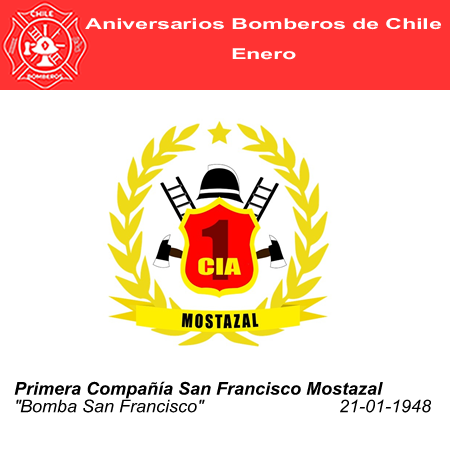 ANIVERSARIO PRIMERA COMPA&Ntilde;IA BOMBEROS SAN FRANCISCO MOSTAZAL