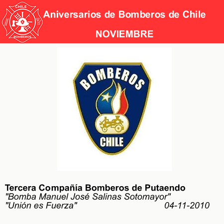 aniversario tercera compañia bomberos de putaendo ,bomba manuel jose salinas sotomayor