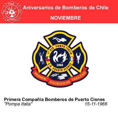 aniversario primera compañia bomberos de puerto cisnes  pompa italiachile 