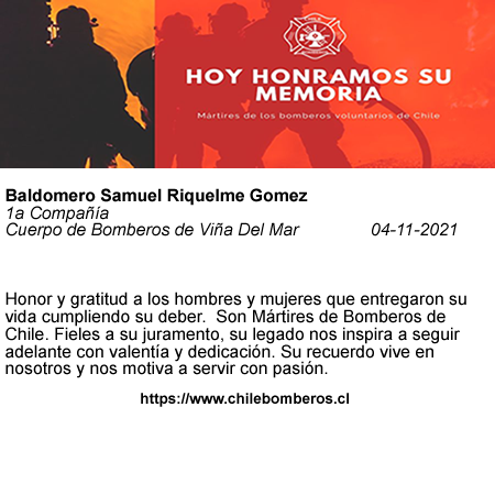 muerto en acto de servicio voluntario baldomero samuel riquelme gomez 